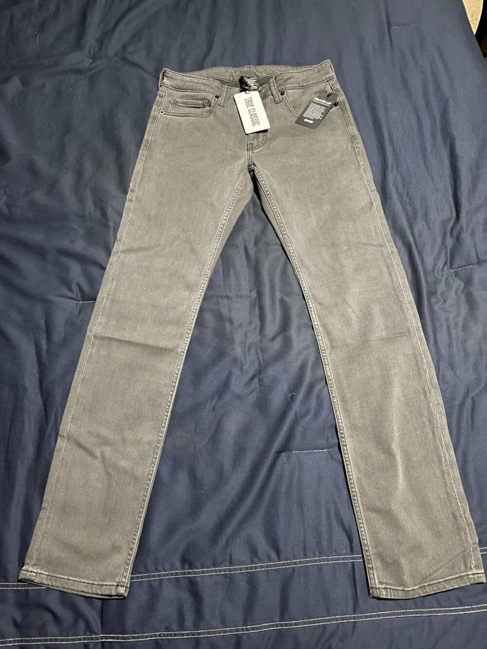 True Classic Mens Slim Straight Jeans 30x32 - Grey